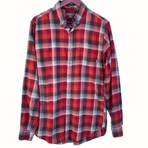 Eddie Bauer Plaid Flannel Button Down Shirt Red
